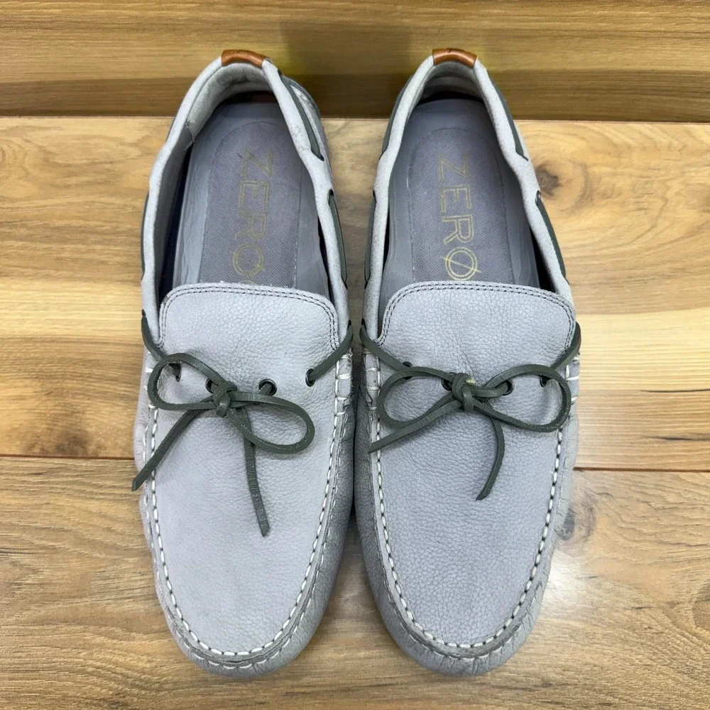 Cole Haan Zero Grand Driving Loafers Mens 10 M Gray Nubuck Leather Moc Toe Light